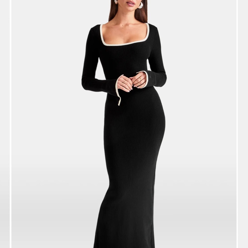 Elegant Long Sleeve Ribbed Maxi Dress